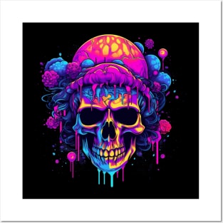 Psychedelic Colorful Skull LSD Posters and Art